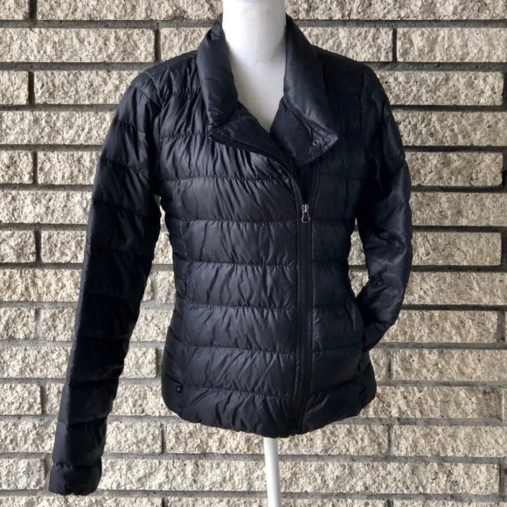 Athleta "Downalicious" Puffer Lightweight Black Goose Down Jacket Coat - Size XS
